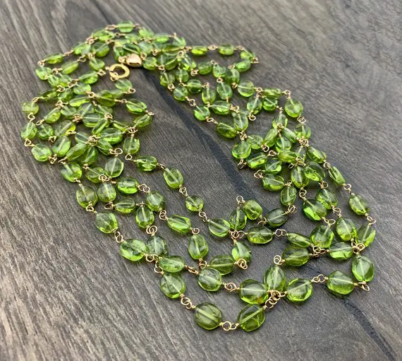 Peridot Aaa Natural Genuine Organic Freeform Nuggets Wire Wrapped With 14k Gold Filled Statement Necklace/august Birthstone/16th Anniversary