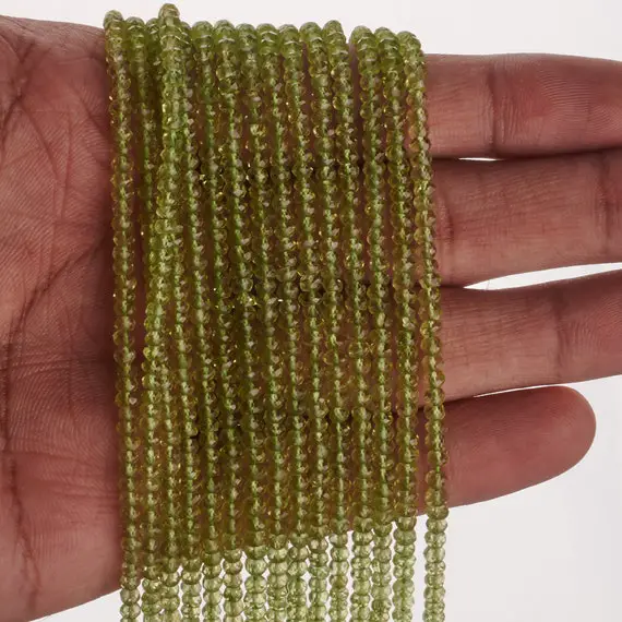 Peridot Faceted Rondelle Beads, Peridot Faceted Beads, 3-4mm Peridot Rondelle Beads, Peridot Beads Strand For Jewelry Craft- Wholesale Beads