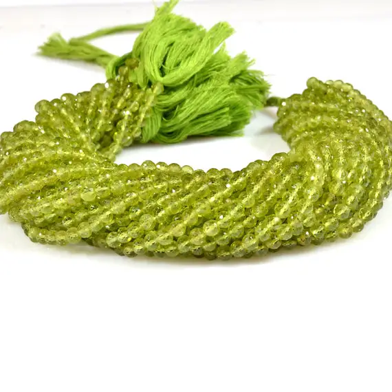 Aaa+ Natural Peridot Faceted Round Beads  4mm Peridot Round Beads   Round Peridot Beads   Faceted Peridot Bead    Natural Peridot Round Bead