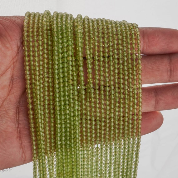 Peridot Faceted Round Shape Gemstone Beads, Peridot Faceted Beads, 3mm - 4mm Peridot Round Balls Wholesale Beads For Jewelry Making Craft