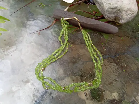 Peridot Nugget Beads Necklace - 20" Long - Excellent Condition