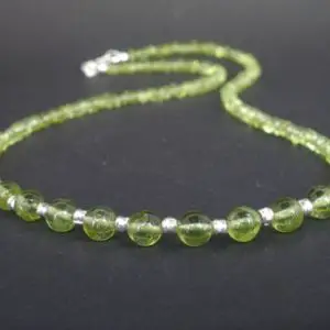 Shop Peridot Necklaces! Peridot Silver Necklace, 925 Sterling Silver,Peridot Round Beads Necklace, August Birthstone, Dainty Peridot Green Necklace | Natural genuine Peridot necklaces. Buy crystal jewelry, handmade handcrafted artisan jewelry for women.  Unique handmade gift ideas. #jewelry #beadednecklaces #beadedjewelry #gift #shopping #handmadejewelry #fashion #style #product #necklaces #affiliate #ad