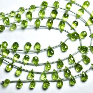 Peridot Teardrop Beads – 7 inches – Natural Peridot Faceted Teardrop,Beautiful Micro Cut Drops – Size is 4.50×7 – 5x8mm #1027 | Natural genuine other-shape Peridot beads for beading and jewelry making.  #jewelry #beads #beadedjewelry #diyjewelry #jewelrymaking #beadstore #beading #affiliate #ad