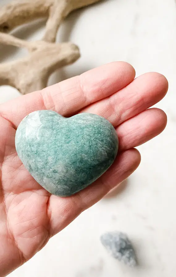 Peru Amazonite Heart, Pocket Stone, Amazonite, Home Decor, Gemstones, Crystal, For Her, For Mom, For Girlfriend