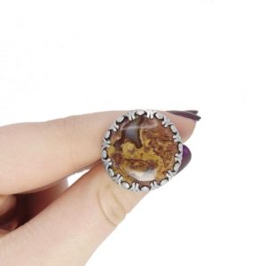 Shop Petrified Wood Jewelry! Petrified Wood Ring in Sterling Silver – Fossil Jewelry – Adjustable Ring | Natural genuine Petrified Wood jewelry. Buy crystal jewelry, handmade handcrafted artisan jewelry for women.  Unique handmade gift ideas. #jewelry #beadedjewelry #beadedjewelry #gift #shopping #handmadejewelry #fashion #style #product #jewelry #affiliate #ad