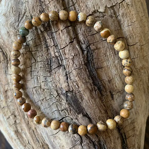Picture Jasper Bracelet 4mm ~ Real Stones ~ Dainty ~ Stackable ~ Stretchy