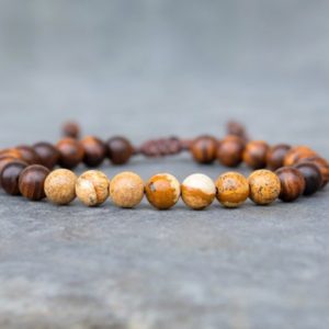 Picture Jasper Bracelet, grounding gemstone, nature lover gift, mens / womens yoga bracelet, earthy jewelry, crystal energy | Natural genuine Picture Jasper jewelry. Buy handcrafted artisan men's jewelry, gifts for men.  Unique handmade mens fashion accessories. #jewelry #beadedjewelry #beadedjewelry #shopping #gift #handmadejewelry #jewelry #affiliate #ad