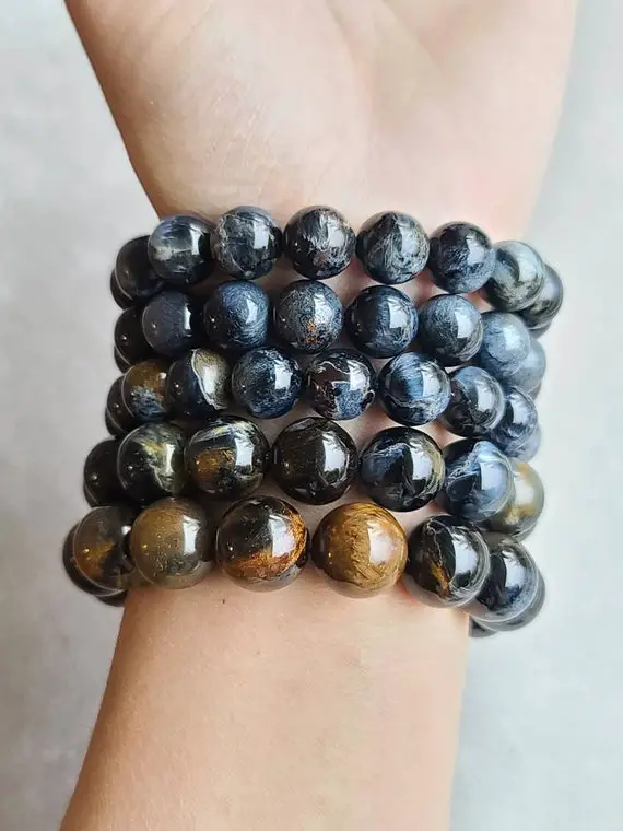 Pietersite Bracelet, Pietersite Meditation Beads, Third Eye Chakra Crystal, Thunder Stone, Protective Crystal, Calming Crystal