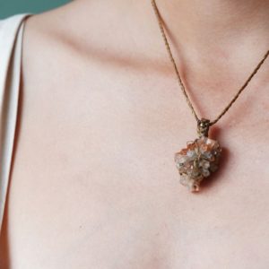 Shop Aragonite Necklaces! Pink Aragonite necklace, necklace raw stone, raw crystal necklace, gemstone necklace boho, pink stone necklace, wrapped stone necklace | Natural genuine Aragonite necklaces. Buy crystal jewelry, handmade handcrafted artisan jewelry for women.  Unique handmade gift ideas. #jewelry #beadednecklaces #beadedjewelry #gift #shopping #handmadejewelry #fashion #style #product #necklaces #affiliate #ad