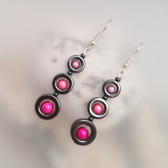 Pink Hematite Earrings - Pink Earrings - Hematite Earrings Jewellery - Made In Cornwall - Cornish Jewellery