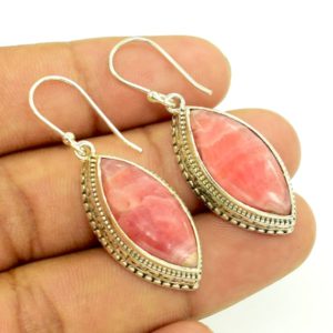 Pink Rhodochrosite Earring, Solid 925 Sterling Silver Earring, Handmade Earring, Jewellery For Bride, Anniversary Gifts For Wife, FSJ-4870 | Natural genuine Array jewelry. Buy crystal jewelry, handmade handcrafted artisan jewelry for women.  Unique handmade gift ideas. #jewelry #beadedjewelry #beadedjewelry #gift #shopping #handmadejewelry #fashion #style #product #jewelry #affiliate #ad