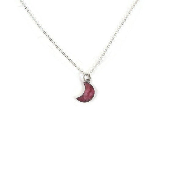 Moon Pink Rhodonite Crushed Stone Silver Plated 18" Necklace