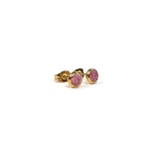 Shop Rhodonite Earrings! Pink Rhodonite Stud Earrings Crushed Stone 4mm Gold Plated Stud Earrings | Natural genuine Rhodonite earrings. Buy crystal jewelry, handmade handcrafted artisan jewelry for women.  Unique handmade gift ideas. #jewelry #beadedearrings #beadedjewelry #gift #shopping #handmadejewelry #fashion #style #product #earrings #affiliate #ad