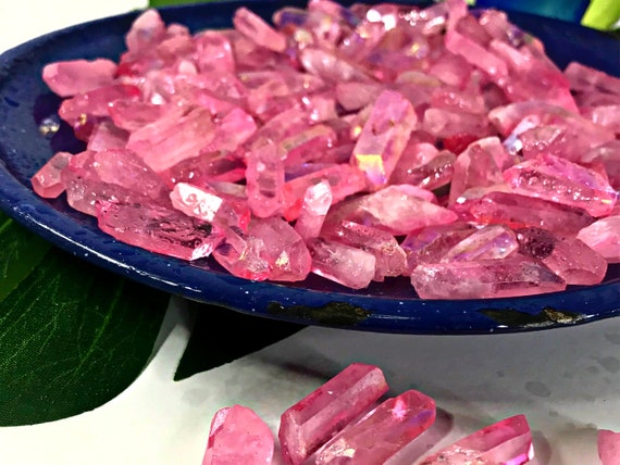 Uv-reacting Pink Quartz Stone -  Irregular Raw Aura Angel Crystal - Unshaped Natural Gemstone For Craft Supplies