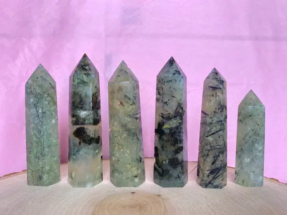Polished Prehnite Tower | Polished Prehnite Point | Prehnite With Epidote | Healing Crystals & Stones | Crystal Grid | Witchy Things