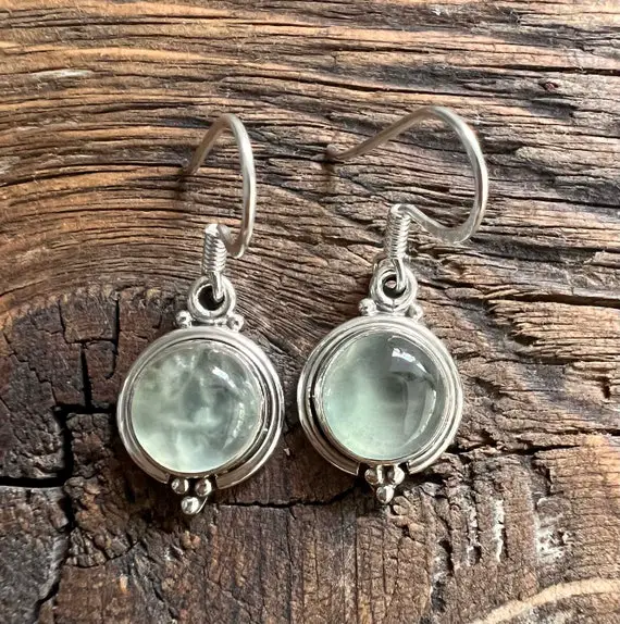 Prehnite  Earrings , Delicate Earrings , Boho Earrings , Teardrop Silver Prehnite Earrings , Healing Stone, Green Earrings