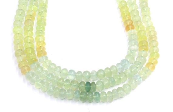 Prehnite Rondelle Beads String, 9mm Natural Prehnite Smooth Rondelle Beads Ready To Wear Necklace 19 Inches