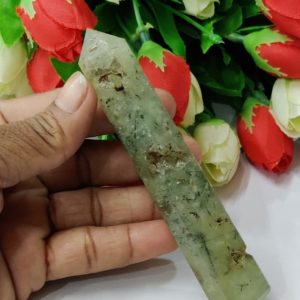 Shop Prehnite Points & Wands! Prehnite Stone Wand Generator Jumbo Pencil Oblicks Healing Crystal Reiki Energy Stone Meditation | Natural genuine stones & crystals in various shapes & sizes. Buy raw cut, tumbled, or polished gemstones for making jewelry or crystal healing energy vibration raising reiki stones. #crystals #gemstones #crystalhealing #crystalsandgemstones #energyhealing #affiliate #ad