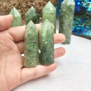 Shop Prehnite Points & Wands! Prehnite Tower，Prehnite Point，Crystal Tower/Wand，Healing Crystal，Reiki Chakra Stone，Home Decor，For Gift | Natural genuine stones & crystals in various shapes & sizes. Buy raw cut, tumbled, or polished gemstones for making jewelry or crystal healing energy vibration raising reiki stones. #crystals #gemstones #crystalhealing #crystalsandgemstones #energyhealing #affiliate #ad