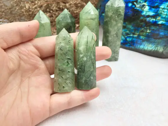 Prehnite Tower，prehnite Point，crystal Tower/wand，healing Crystal，reiki Chakra Stone，home Decor，for Gifta Gift For Mom