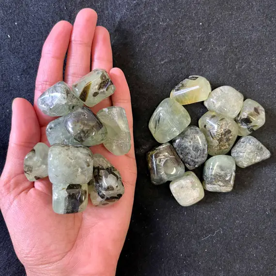 Prehnite Tumbled Stones | Tumbled Crystals | Prehnite Pocket Stone | Worry Stones | Crystal Decor | Crystal Gifts | Cleansing | Home Decor