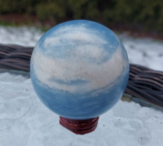 Pretty, Blue Calcite Sphere - 65mm - Crystal Calcite - Soothing And Relaxing
