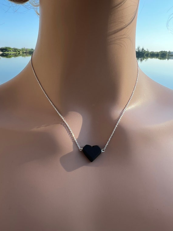 Protection Necklace • Azabache Heart • 925 Sterling Silver Necklace • Jet Stone Jewelry • Genuine Azabache • Gift • Azabache Jewelry •