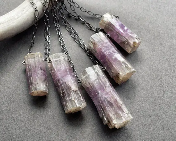 Purple Aragonite Necklace - Raw Crystal Necklace - Pagan Talisman Necklace - Spiritual Wiccan Witch Jewelry - Bohemian Boho Stone Jewelry