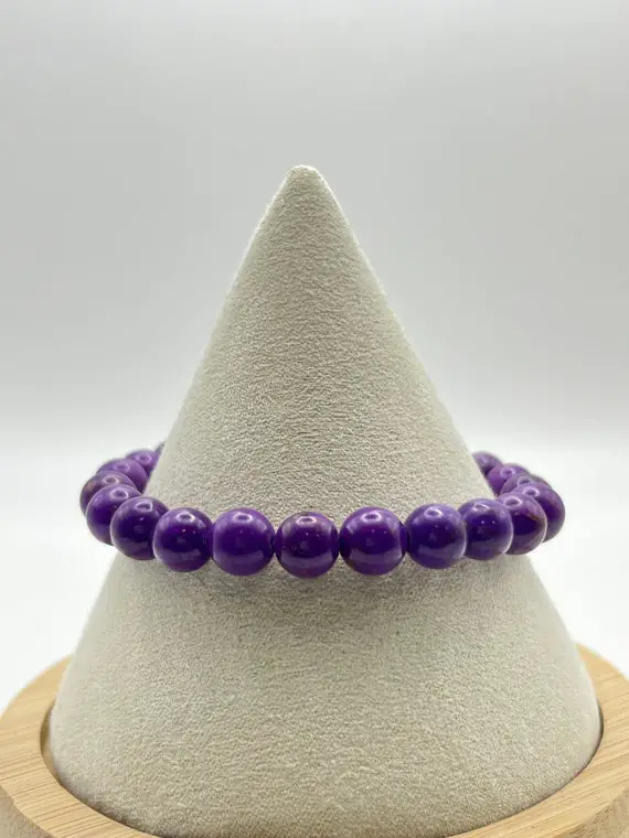 Purple Lepidolite Crystal - Stretch Bracelet Colored Lepidolite -  Delicate Lavender Lepidolite Healing Bracelet