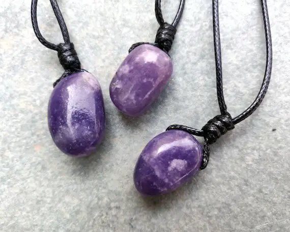 Purple Lepidolite Necklace For Women And Men, Healing Crystal Pendant, Anxiety Relief & Stress Relief Gift, Natural Gemstone Jewelry