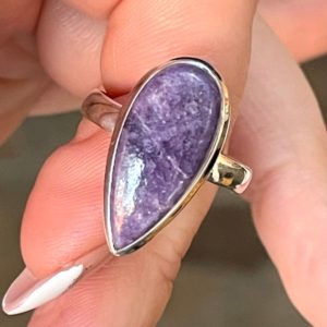 Shop Lepidolite Rings! Purple, Lepidolite, Ring, Size 9, In Sterling Silver | Natural genuine Lepidolite rings, simple unique handcrafted gemstone rings. #rings #jewelry #shopping #gift #handmade #fashion #style #affiliate #ad