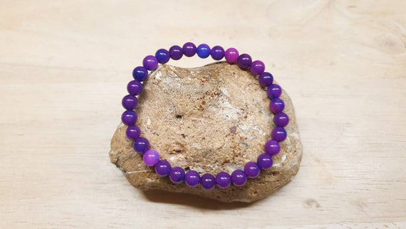 Purple Sugilite Bracelet. Elastic Stretch Bracelet. 19 Cm