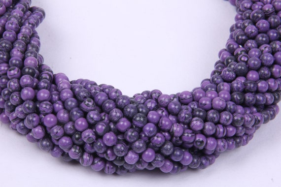 Purple Sugilite Smooth Round Shape Beads (pack 2), 14.5 Inch Long String, Sugilite Beads Handmade Bridal Beads, Purple Sugilite Round Beads