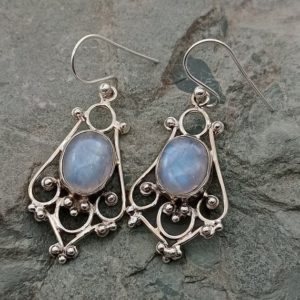 Shop Rainbow Moonstone Earrings! Rainbow Moonstone Earrings – 925 Sterling Solid Silver Earring – Blue Fire Moonstone Earring – Natural Rainbow Moonstone Silver Earring Boho | Natural genuine Rainbow Moonstone earrings. Buy crystal jewelry, handmade handcrafted artisan jewelry for women.  Unique handmade gift ideas. #jewelry #beadedearrings #beadedjewelry #gift #shopping #handmadejewelry #fashion #style #product #earrings #affiliate #ad