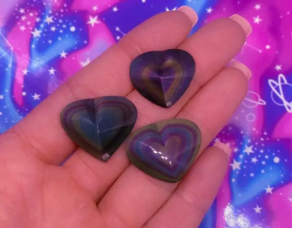 Rainbow Obsidian Heart