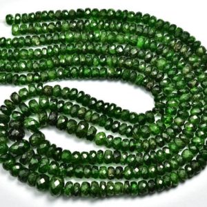 Shop Diopside Rondelle Beads! Rare Big Chrome Diopside Rondelle Bead – Natural Chrome Diopside Faceted Rondelles – Size is 5 -6  mm #100 | Natural genuine rondelle Diopside beads for beading and jewelry making.  #jewelry #beads #beadedjewelry #diyjewelry #jewelrymaking #beadstore #beading #affiliate #ad