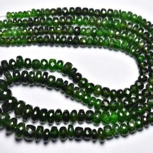 Shop Diopside Rondelle Beads! Rare Big Chrome Diopside Rondelle Bead – 8 inches – Natural Beautiful Chrome Diopside Faceted Rondelles – Micro Cut – Size is 4.5 -8 mm #138 | Natural genuine rondelle Diopside beads for beading and jewelry making.  #jewelry #beads #beadedjewelry #diyjewelry #jewelrymaking #beadstore #beading #affiliate #ad