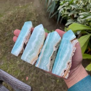 Shop Blue Calcite Points & Wands! Rare Quality Caribbean Calcite Towers -Cute Real Crystal Pendants – Gemstone Gift For HER – Birthday Gift – | Natural genuine stones & crystals in various shapes & sizes. Buy raw cut, tumbled, or polished gemstones for making jewelry or crystal healing energy vibration raising reiki stones. #crystals #gemstones #crystalhealing #crystalsandgemstones #energyhealing #affiliate #ad