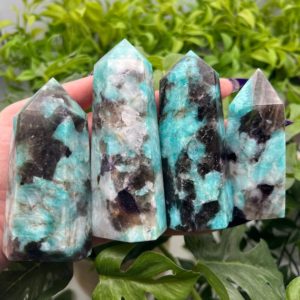 Shop Amazonite Stones & Crystals! Rare Smoky Quartz in Amazonite Crystal Tower Point Obelisk (Qty: 1) | Natural genuine stones & crystals in various shapes & sizes. Buy raw cut, tumbled, or polished gemstones for making jewelry or crystal healing energy vibration raising reiki stones. #crystals #gemstones #crystalhealing #crystalsandgemstones #energyhealing #affiliate #ad