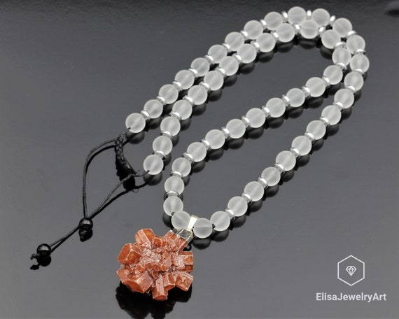 Raw Aragonite Pendant Natural Quartz Gemstone Emotion Protection Stone Necklace Men's Necklace Gift For Him Unisex Necklace Christmas Gift