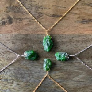 Raw Chrome Diopside Necklace – Genuine – Jewellery – Natural- Chrome Diopside Pendant – Jewelry -Sterling Silver- Gift for her – Unique Gift | Natural genuine Diopside necklaces. Buy crystal jewelry, handmade handcrafted artisan jewelry for women.  Unique handmade gift ideas. #jewelry #beadednecklaces #beadedjewelry #gift #shopping #handmadejewelry #fashion #style #product #necklaces #affiliate #ad