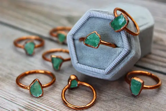 Raw Fluorite Rings // Electroformed Crystal Jewelry // Rogerly Fluorite Crystals // Handcrafted Copper Gemstone Ring