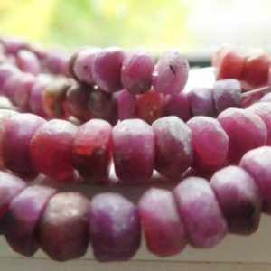 Shop Ruby Rondelle Beads! Raw ruby rondelle beads -4-6mm beads-8in strand- red natural stone beads-jewelry beads supply-gemstone supply-craft beads for jewelry | Natural genuine rondelle Ruby beads for beading and jewelry making.  #jewelry #beads #beadedjewelry #diyjewelry #jewelrymaking #beadstore #beading #affiliate #ad
