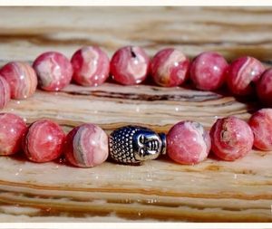 Rhodochrosite Buddha Bracelet –  Healing Love | Natural genuine Gemstone bracelets. Buy crystal jewelry, handmade handcrafted artisan jewelry for women.  Unique handmade gift ideas. #jewelry #beadedbracelets #beadedjewelry #gift #shopping #handmadejewelry #fashion #style #product #bracelets #affiliate #ad