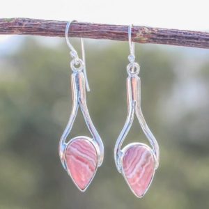 Shop Rhodochrosite Earrings! Rhodochrosite Earring, Natural Gemstone, 925 Solid Sterling Silver, Anniversary Gift, Gift For Her | Natural genuine Rhodochrosite earrings. Buy crystal jewelry, handmade handcrafted artisan jewelry for women.  Unique handmade gift ideas. #jewelry #beadedearrings #beadedjewelry #gift #shopping #handmadejewelry #fashion #style #product #earrings #affiliate #ad