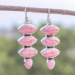 Shop Rhodochrosite Earrings! Rhodochrosite Earring Natural Gemstone 925 Solid Sterling Silver Handmade Designer Jewelry | Natural genuine Rhodochrosite earrings. Buy crystal jewelry, handmade handcrafted artisan jewelry for women.  Unique handmade gift ideas. #jewelry #beadedearrings #beadedjewelry #gift #shopping #handmadejewelry #fashion #style #product #earrings #affiliate #ad
