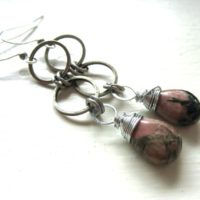 Rhodochrosite Earrings, Gemstone Hoop Dangle Drop Earrings, Rhodochrosite Stone, Handmade Earrings, Rhodochrosite Jewelry, Rhodochrosite | Natural genuine Gemstone jewelry. Buy crystal jewelry, handmade handcrafted artisan jewelry for women.  Unique handmade gift ideas. #jewelry #beadedjewelry #beadedjewelry #gift #shopping #handmadejewelry #fashion #style #product #jewelry #affiliate #ad