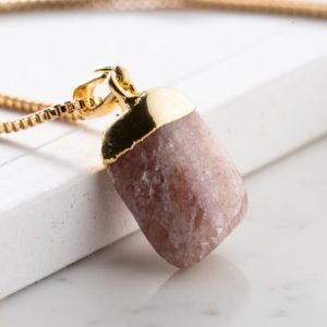 Shop Rhodochrosite Necklaces! Rhodochrosite Necklace, Pink Raw Love Stone On Gold Chain, Stone Of Heart, Aura, Spiritual Jewelry, Inca Rose, Feminine Energy, Leo&Scorpio | Natural genuine Rhodochrosite necklaces. Buy crystal jewelry, handmade handcrafted artisan jewelry for women.  Unique handmade gift ideas. #jewelry #beadednecklaces #beadedjewelry #gift #shopping #handmadejewelry #fashion #style #product #necklaces #affiliate #ad