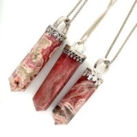 Rhodochrosite Point Pendant With Sterling Silver Forged Cap And Sterling Silver Chain Necklace, Rhodochrosite Gemstone, Healing Stone | Natural genuine Gemstone jewelry. Buy crystal jewelry, handmade handcrafted artisan jewelry for women.  Unique handmade gift ideas. #jewelry #beadedjewelry #beadedjewelry #gift #shopping #handmadejewelry #fashion #style #product #jewelry #affiliate #ad