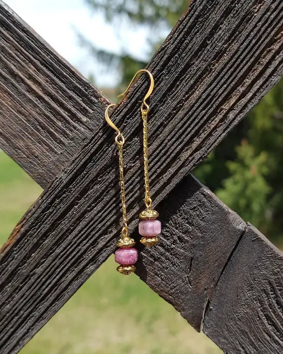 Rhodonite And Gold Earrings, Jewelry For Women, Free Shipping, Gifts For Her